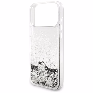 Guess Liq. Glitter Charms Suojakuori iPhone 17 Pro Max:lle - hopeinen
