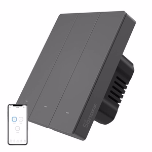 SONOFF M5-3C-80 älykäs Wi-Fi-seinäkytkin (3-kanavainen, kehykseen, grafiitti)