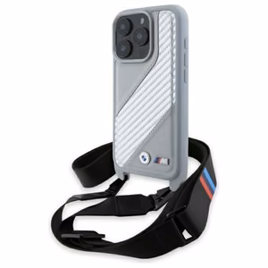 BMW M Edition Carbon Stripe & hihna suojakuori iPhone 16 Pro Max:lle - harmaa