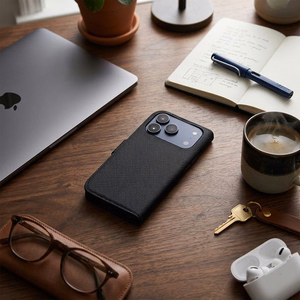 Flip case for iPhone 17 / 18 4Card RFID anti-theft tech fabric black