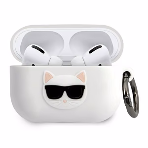 Karl Lagerfeld KLACAPSILCHWH AirPods Pro -suojakuori valkoinen Silicone Choupette
