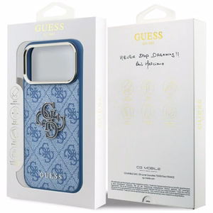 Guess 4G & Big Resin Logo -suojakuori iPhone 17 Pro Max / 18 Pro Max -malleille, vaaleansininen