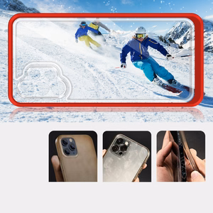 Kirkas 3in1 Asia Samsung Galaxy A32 5G Frame Gel Cover Punainen