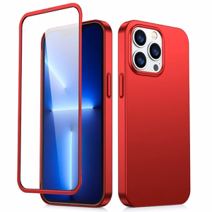 Joyroom 360 Full Case etu- ja takakuori iPhone 13 Pro Max + karkaistua lasia näytönsuoja punainen (JR-BP928 punainen)