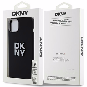 DKNY Liquid Silikoninen Metal Logo Suojakuori iPhone 15/14/13:lle - musta