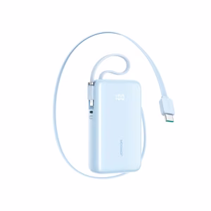 Joyroom JR-PR2L 10000mAh 35W Varavirtalähde sisäänrakennetulla sisäänvedettävällä USB-C-kaapelilla ja Lightning-hihnakaapelilla - sininen