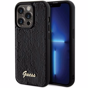 Guess Sequin Script Metal -suojakuori iPhone 13 Pro Maxille - musta