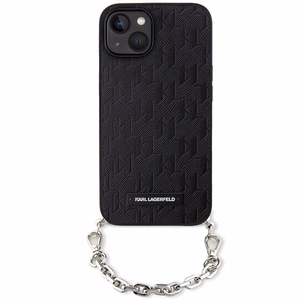 Karl Lagerfeld KLHCP14SSACKLHPK iPhone 14 6.1 musta/musta kovakuori Saffiano Monogram Chain