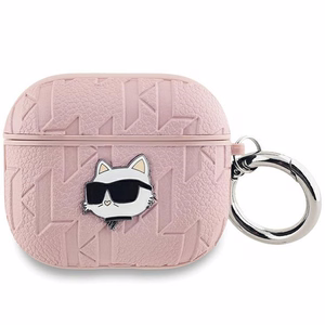 Karl Lagerfeld Monogram Choupette Head suojakuori AirPods 3:lle - vaaleanpunainen