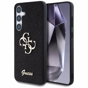 GUESS Fixed Glitter Big 4G Metal Logo Suojakuori Samsung Galaxy S25 Plus Musta