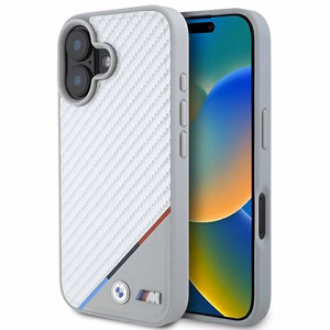 BMW M Carbon Tricolor Line MagSafe Suojakuori iPhone 16:lle - harmaa