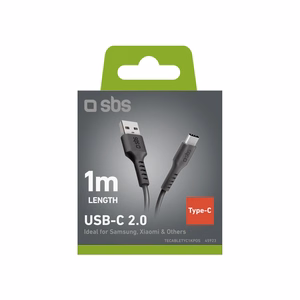 SBS TECABLETYC1KPOS USB-A - USB-C Kaapeli 1m - musta