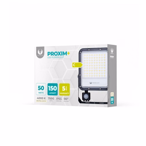 Forever Light PROXIM+ LED floodlight with PIR sensor, 50 W, 4000 K, 7500 lm, 230 V, IP65, 150 lm/W – 5-year warranty
