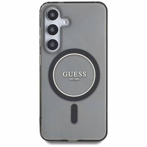 GUESS HC Magneettinen IML Glitter Circle Suojakuori Samsung Galaxy S25 Musta