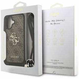 Alkuperäinen Guess 4G Big Logo suojakuori olkahihnalla iPhone 17 ruskea