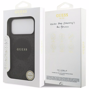 Guess 4G Circle Classic Logo MagSafe Suojakuori iPhone 17 Pro Maxille - musta