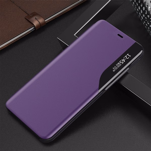 Eco Nahka View Case tyylikäs kirjahylly tyyppi tapauksessa potkuteline iPhone 13 Pro violetti