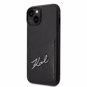 Karl Lagerfeld Signature Logo Cardslot suojakuori iPhone 14 Plus:lle - musta