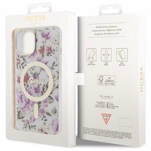 Guess GUHMP14SHCFWST iPhone 14 6,1 läpinäkyvä suojakuori Magsafe IML Flower