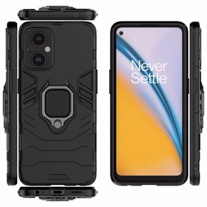 Ring Armor kova hybridi tapauksessa kansi + magneettinen haltija OnePlus Nord N20 5G musta