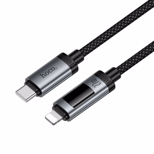 Hoco U148 datakaapeli digitaalisella näytöllä USB C - Lightning PD 27W 1,2 m musta