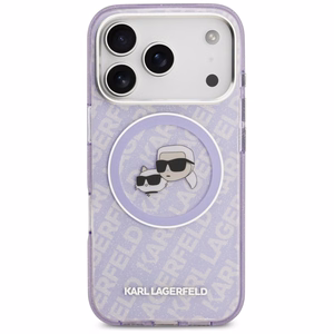 Karl Lagerfeld IML Glitter Karl & Choupette Heads Logo MagSafe -suojakuori iPhone 17 Pro - violetti