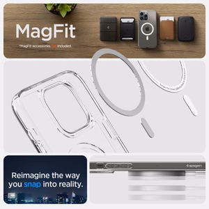 Spigen Ultra Hybrid Mag -kotelo MagSafella iPhone 14 Pro:lle - Kirkas/valkoinen