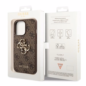 Guess GUHCP14X4GMGBR iPhone 14 Pro Max 6,7" brązowy/ruskea kovakotelo 4G Iso metalli logo