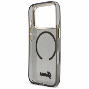 Guess IML Glitters Script Hihna MagSafe Suojakuori iPhone 17 Pro:lle - musta