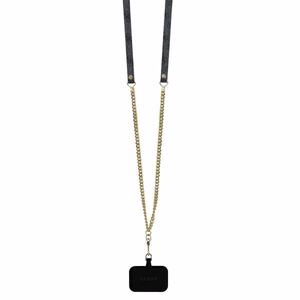 Guess Suojakuori iPhone 16 6,1 GUHCP16SP4TDSCPK nahkainen Metal Logo Strass Crossbody musta