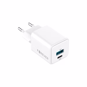 Forever TC-08-30AC GaN PD QC laturi 1x USB-C 1x USB 30W valkoinen