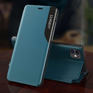 Eco Nahka View Case tyylikäs kirjahylly tyyppi tapauksessa jalusta iPhone 13 Pro Max violetti