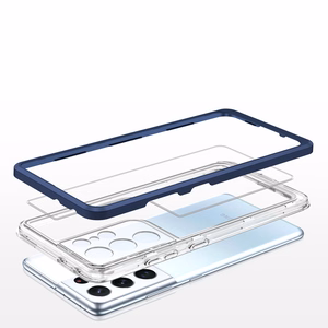 Clear 3in1 suojakuori Samsung Galaxy S23 Ultra:lle silikoninen kuori kehyksellä sininen