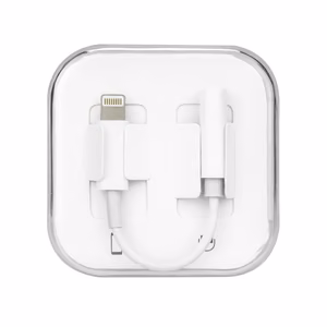 Sovitin AUX Lightning (uros) - Jack 3,5 mm (naaras) BOX valkoinen