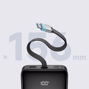 Cuktech LPB252N 120W 25000mAh varavirtalähde sisäänrakennetulla USB-C-kaapelilla – väri: harmaa