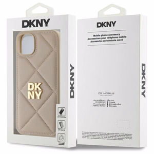 DKNY Quilted Stack Logo Suojakuori iPhone 15 Plus:lle - beige
