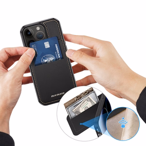 3in1 lompakkokotelo jalustalla iPhone 14 Pro MagSafe RFID-suoja Dux Ducis Rafi Mag - musta