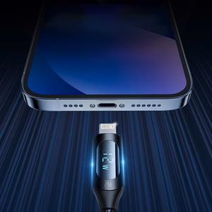 USB-A Kaapeli - Lightning Wozinsky WUALC2 LED-näytöllä 2.4A 2m - musta