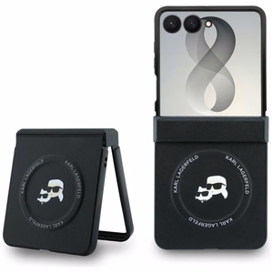 Musta Karl Lagerfeld Karl & Choupette Pins MagSafe -suojakuori Samsung Galaxy Z Flip8 -puhelimelle