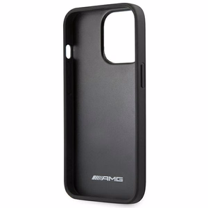 AMG AMHCP14LDOLBK iPhone 14 Pro 6.1 "musta / musta kovakotelo Nahka Hot Stamped