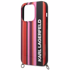Karl Lagerfeld KLHCP14XSTSTP iPhone 14 Pro Max 6.7 kovakuori vaaleanpunainen / vaaleanpunainen Color Stripes Strap