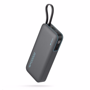 Cuktech CUKP200NGLLG 55W 20000mAh Powerbank with Built-in USB-C Cable - White