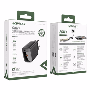 Acefast A104 GaN laturi USB-C PD SFC 25 W - musta
