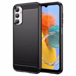 Joustava hiilikuitu-kuvioinen suojakuori Samsung Galaxy M14:lle Carbon Case - musta