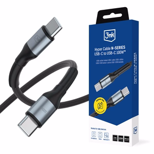 3mk Hyper Cable N-SERIES USB-C / USB-C 3m PD 3.0 QC 3.0 20V / 5A 100W - musta