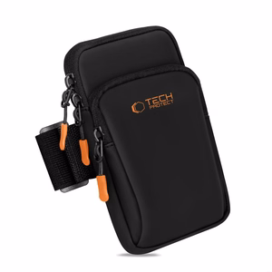 Tech-Protect M7 Universal Sport Armband Suojakuori - Musta ja Oranssi