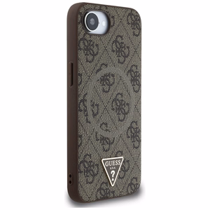 Guess HC MagSafe PU 4G Ring Triangle Logo Suojakuori iPhone 16e:lle - Ruskea