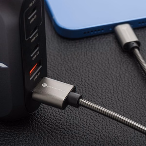 Kaapeli USB C - USB C Forcell F-Energy QC4.0 PD 3A 60W Metal 1 m C237 hopeinen