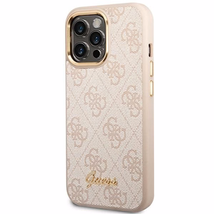 Guess 4G Vintage Gold Logo kotelo iPhone 14 Pro - vaaleanpunainen - vaaleanpunainen