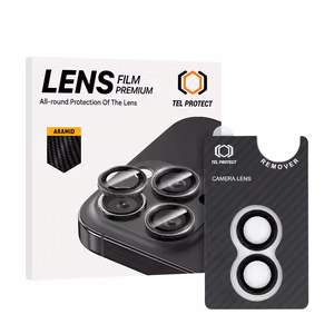 Karkaistu lasi Tel Protect 3D Lens Aramid Series kameralle iPhone 17:lle (linssi 2 kpl)